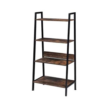 Imagem de Carrinho de cozinha, prateleira trapezoidal, prateleira de armazenamento de cozinha, 4 camadas, marrom, adequado para cozinha, sala de estar, varanda, rack de vegetais para cozinhas