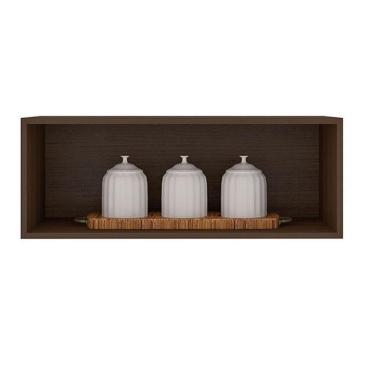 Imagem de Armário Aéreo Nicho Geladeira Evidence Sem Porta Poliman Móveis Amêndoa