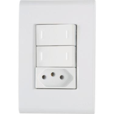 Imagem de Conjunto 4x2 com 2 Interruptores Paralelos 10 A 250 V e 1 Tomada 2P+T 20 A 250 V Tramontina Liz Branco Tramontina