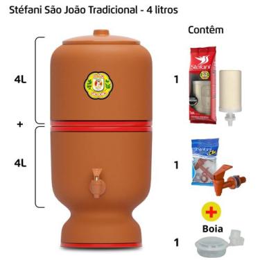 Imagem de Filtro De Barro Para Água São João Tradicional 4 Litros 1 Vela + 1 Boi