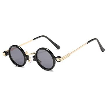 Imagem de Óculos de sol redondos pequenos vintage para homens óculos de sol de luxo designer espelho feminino tons góticos femininos, C1 preto cinza, tamanho único