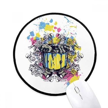 Imagem de DIYthinker Graffiti Street Barrel Guitar Hands Pattern Mouse Pad Desktop Office Tapete Redondo para Computador