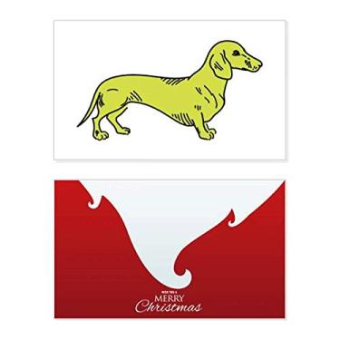 Imagem de Cartão de Feliz Natal Cartão de Feliz Natal Ilustração Amarelo Estampa de Ilustração de Cão de Desenho Animado Mensagem de