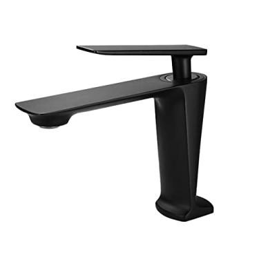 Imagem de Misturador de água quente Torneira de banheiro de manípulo único Torneira de pia de banheiro cromada branca Frio e preto curto