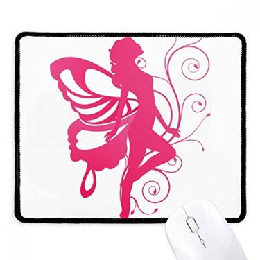 Imagem de Mouse pad Butterfly with Pink Wing Pretty Angel antiderrapante para escritório, preto, com bordas costuradas para presente
