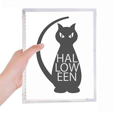 Imagem de Caderno de anotações para gatos com estampa de folhas soltas e diários recarregáveis para dia das bruxas