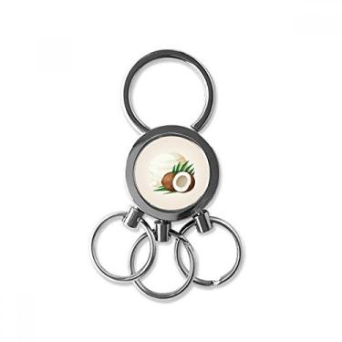 Imagem de DIYthinker Chaveiro de metal de aço inoxidável com estampa de folhas de sorvete de coco e picolés para carro