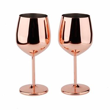 Imagem de Arora Taça de vinho de aço inoxidável 510 g - Conjunto de 2 cobre - 9 cm P x 21 cm A (851012)
