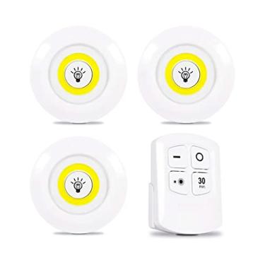 Imagem de Kit 3x Lâmpada Luminária Led Spot Sem Fio Controle Remoto (Branco Quente)
