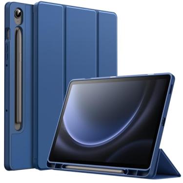Imagem de JETech Capa para Samsung Galaxy Tab S10 Lite / S10 FE / S9 FE 10,9 Polegadas com S Pen Suporte de Lápis, TPU Macio Suporte Triplo Dobrável Estojo Protetora para Tablet (Marinha)