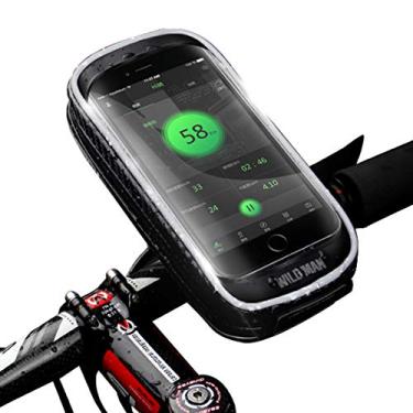 Imagem de MOZOWO Bolsa para guidão de bicicleta, bolsa universal à prova d'água para bicicleta e motocicleta, suporte para celular com rotação de 360 graus para iPhone X 8 7 6S 6 Plus Samsung S9 S8 Smartphone