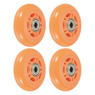 Imagem de PATIKIL Rodas de skate em linha OD de 70 mm com rolamentos, pacote com 4 rodas de skate 82A, acessórios de substituição para placa de rodízio de uma fileira interna ou externa, laranja