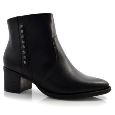 Imagem de Bota De Cano Curto E Salto Bloco Feminina Comfortflex Preto 24-92305