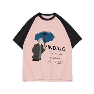 Imagem de Camiseta Rm Solo Indigo, K-pop Loose Merch Camisetas unissex com suporte impresso camiseta de algodão, rosa, GG
