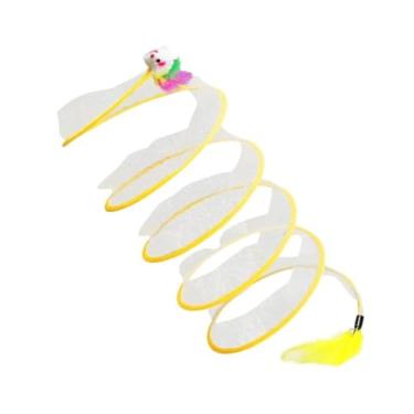 Imagem de Túnel Aberto Espiral para Gato Brinquedo Pet Interativo Mola com Ratinho Rato (AMARELO)