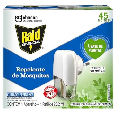 Imagem de Raid Essencial Repelente Eletrico Líquido À Base de Plantas, 1 Aparelho e 1 Refil de 25,2ml