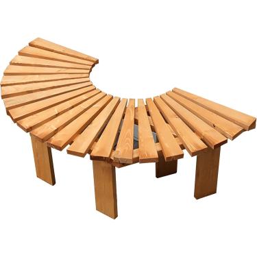 Imagem de Banco de jardim para pátio Banco de parque, banco de árvore semicircular em teca, banco sem encosto de madeira maciça, cadeira de assento circular de madeira para pátio, coleção externa de m