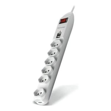 Imagem de Filtro De Linha 6 Tomadas E 2 Entradas USB Extensão Elétrica Multilase