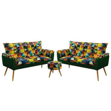 Imagem de Kit 2 Namoradeiras Beta com Puff Solar F-015 Sued Estampado Colorido c