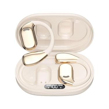Imagem de BaotyJie Fones de Ouvido Abertos Sem Fio BT à Prova D'água Presente de Aniversário Fones de Ouvido Esportivos Display Digital para Academia Equitação Fitness M, Pele