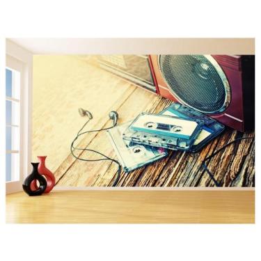 Imagem de Papel De Parede 3D Musica Toca Fita Retrô Tape 3,5M Mus49 - Você Decor