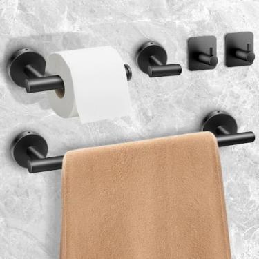 Imagem de Kit Acessórios para Banheiro em Aço Inox com 5 Peças Premium, Acessórios para Banheiro, Kit Banheiro Preto, Kit Banheiro Acessórios, Kit Acessórios para Banheiro, Acessorios para Banheiro