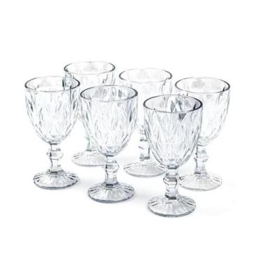 Imagem de Jogo 6 Taças 340ml Vidro Diamond Transparente Resistente TOP - Pratika
