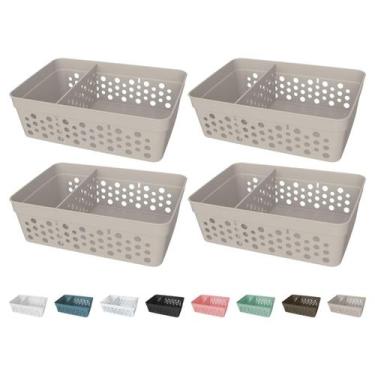 Imagem de Kit 4 Cesto Organizador Rattan c/ Divisória Removível 17x11 - Usual Ut