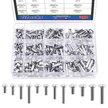 Imagem de Glarks 300 peças M4 M5 M6 cabeça de braseiro de alumínio sólido comprimento 13 mm 14 mm 20 mm 25 mm rebites sólidos de alta resistência fixadores para união e reparo de metal