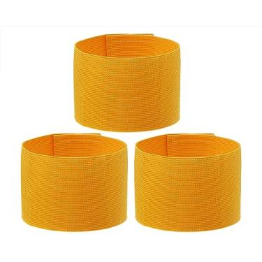 Imagem de ONLYKXY Braçadeiras de capitão de 3 peças 7 x 32,5 cm/2,7 x 12,8 polegadas braçadeira de líder ajustável braçadeira esportiva para futebol, basquete, vôlei, equipe escolar, competição, treinador, jogadores, braçadeiras (amarelo escuro)