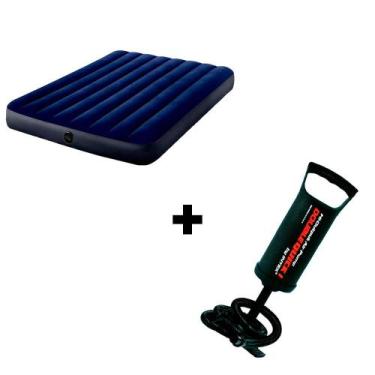 Imagem de Colchão Inflável SOLTEIRO ELITE+Bomba de Ar Manual Intex, ColchãoBomba