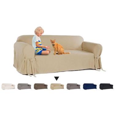 Imagem de Capa De Sofá De 2 Lugares Com Laços Ajustáveis Em Gorgurão - NIRVANA ,