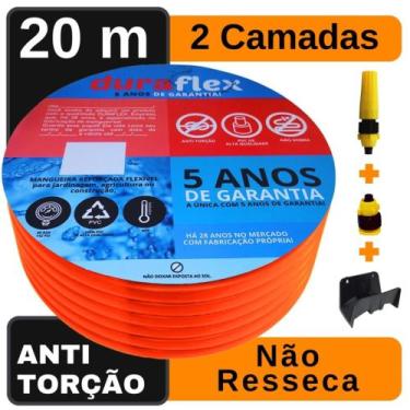 Imagem de Mangueira Jardim 20 Metro Laranja Chata + Suporte DuraFlex