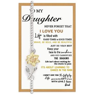 Imagem de Tarsus Presentes de girassol para mulheres e meninas adolescentes, pulseiras de girassol para filha, Sem pedras preciosas