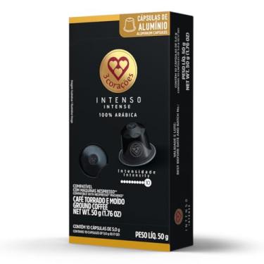 Imagem de 3 Corações Cápsulas de Café Intenso, Compatíveis com Nespresso, contém 10 cápsulas