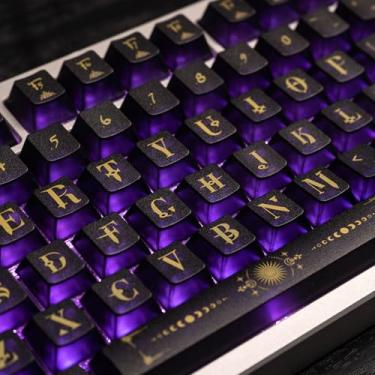 Imagem de Teclas transparentes, teclas translúcidas de neblina, conjunto de teclas de teclado retroiluminado com perfil cereja, capa de tecla personalizada para 60% 65% 75% 100% MX Switches Teclados mecânicos