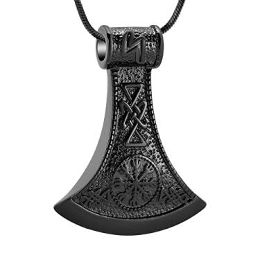 Imagem de VCCWYQK Colar masculino com urna de talismã de martelo de Thor Viking para homens, pingente de amuleto nórdico Mjolnir vintage, joia de cremação de aço inoxidável para cinzas, Aço inoxidável, Sem