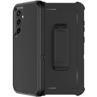 Imagem de RubCase Capa para Samsung Galaxy S24 com coldre de clipe de cinto, 2 protetores de tela, resistente, grau militar, à prova de choque, à prova de poeira, capa protetora robusta para Samsung S24 5G