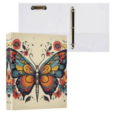 Imagem de Fichário de 3 anéis, pasta de arquivo de borboleta floral vintage comporta 200 folhas, armazenamento de arquivos para mulheres e homens, material de escritório escolar