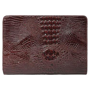 Imagem de CLARA Bolsa clutch com estampa de crocodilo grande em couro PU envelope clutch para noite, Café B, 33cm x 24cm x 4cm