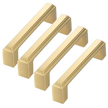 Imagem de Puxadores de gaveta Puxador de porta de latão Puxadores de porta de armário quadrados puxadores de cozinha dourados puxadores de guarda-roupa modernos puxadores de móveis de banheiro cômoda puxadores