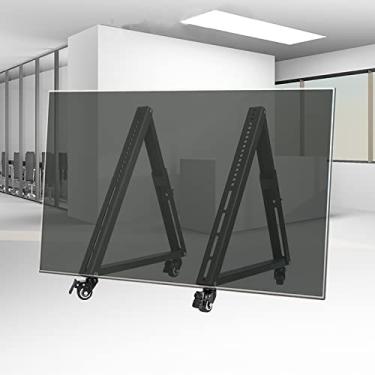 Imagem de Carrinho de TV móvel, suporte de TV inclinável com rodas para TVs de tela de painel plano/curvo de LED de 32 a 58 polegadas, carrinho de TV com altura ajustável, suporte de TV com rodinhas lindo