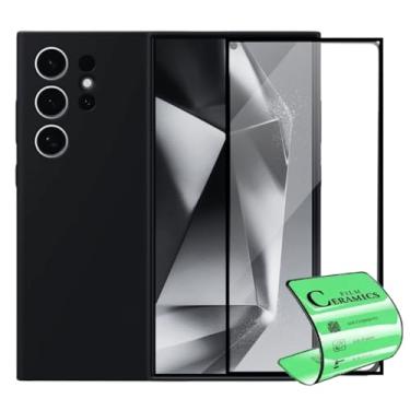 Imagem de Kit Película Premium 9D Cerâmica e Capa Capinha VELUDO preta Compatível Com Samsung Galaxy S24 Ultra
