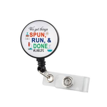 Imagem de Gzrlyf Carretel de crachá de laboratório, presente técnico de laboratório médico, carretel de crachá de identificação para ciências médicas (suporte de crachá de laboratório)