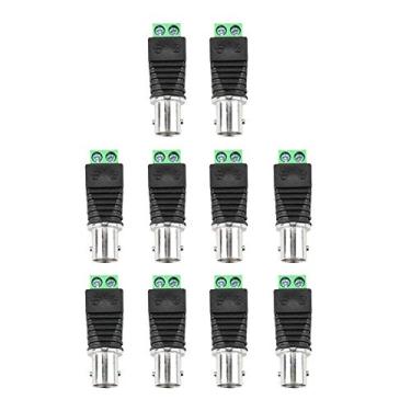 Imagem de Adaptador Terminal de Conector de Cabo Fêmea Coaxial Bnc Verde, Longa Vida útil, para Balun de Vídeo Cctv e Câmera Com 10 Peças