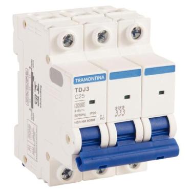 Imagem de Disjuntor 25A Tripolar Curva C 3KA Tramontina 58013107