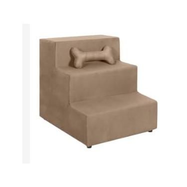 Imagem de Hierarquia Pet 3 Degraus Rampa Almofadada Suede Cinza Cinza (grátis Almofada Pet Osso)(CAPUCCINO)
