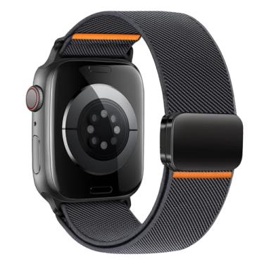 Imagem de Pulseiras masculinas de nylon para Apple Watch Ultra 2 de 49 mm, 46 mm, 45 mm, 44 mm e 42 mm, pulseira esportiva elástica de tecido elástico para Apple Watch séries 10 9 8 7 6 5 4 3 SE Ultra2/Ultra