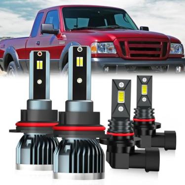 Imagem de QIPEIZSP Adequado para lâmpadas Ford Ranger 2001-2011, farol alto e baixo 9007 + lâmpada de neblina 9145, pacote com 4
