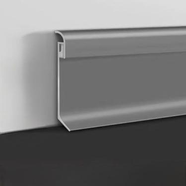 Imagem de 22 peças de acabamento de rodapé de metal de alumínio LED, cinza cavalheiro 60 mm x 2500 mm, 6 cm x 8,2 m, total de 55 metros, luz LED de alumínio, acabamento de rodapé, luz de montagem em superfície